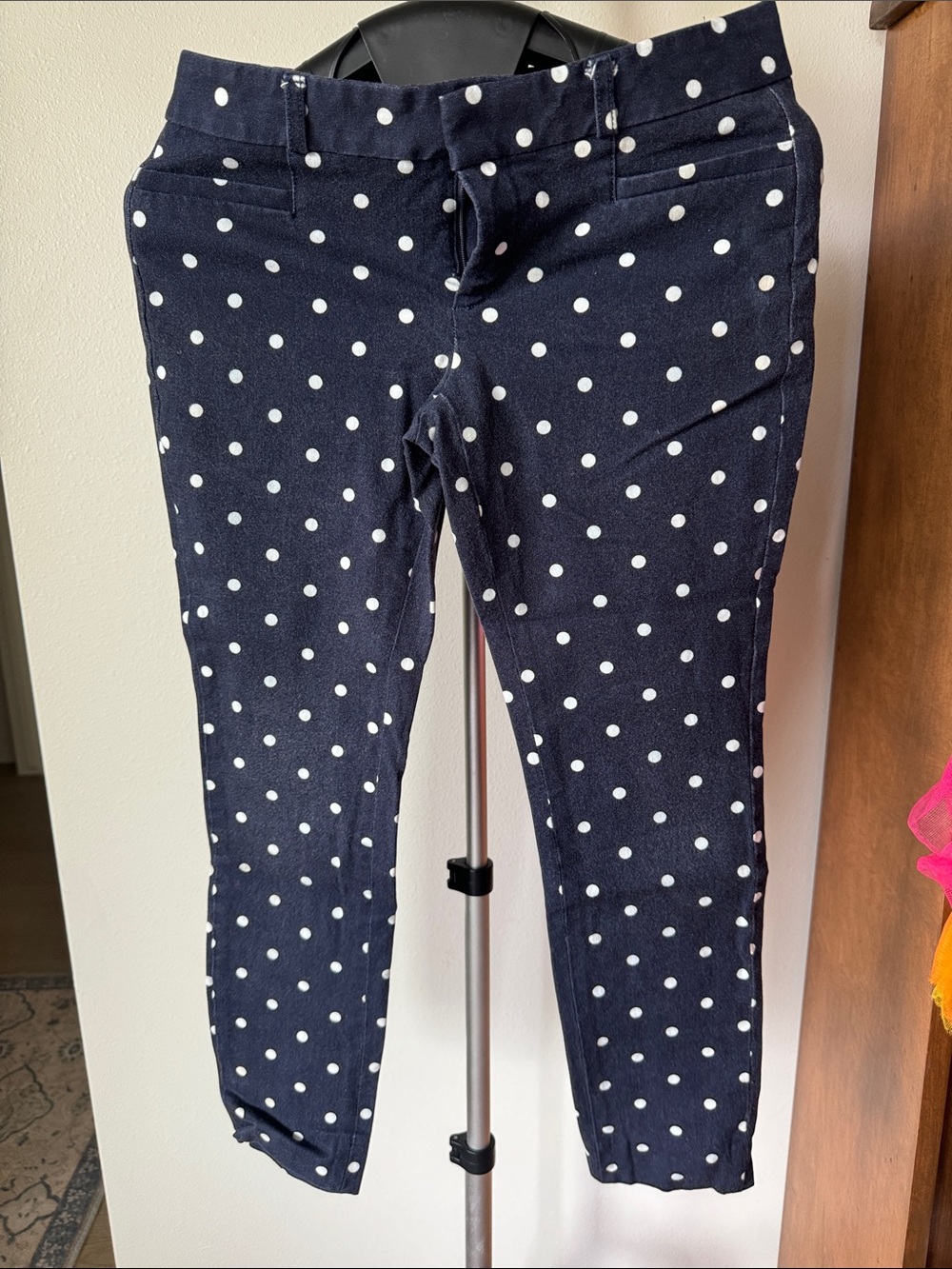 Banana Republic Navy Blue Polka Dot Cropped Pants